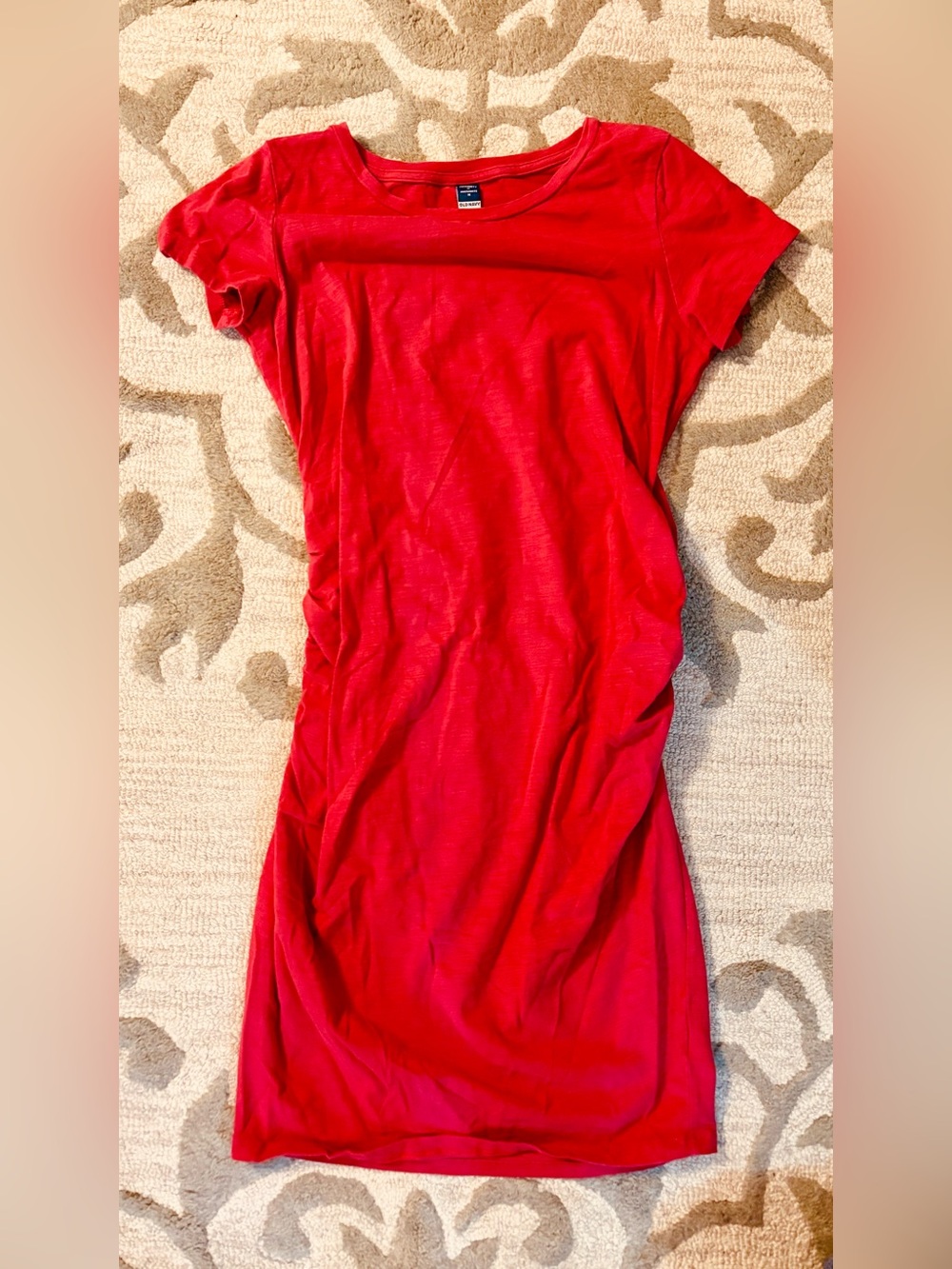 Basic Pink Short-Sleeve Maternity T-Shirt Dress
